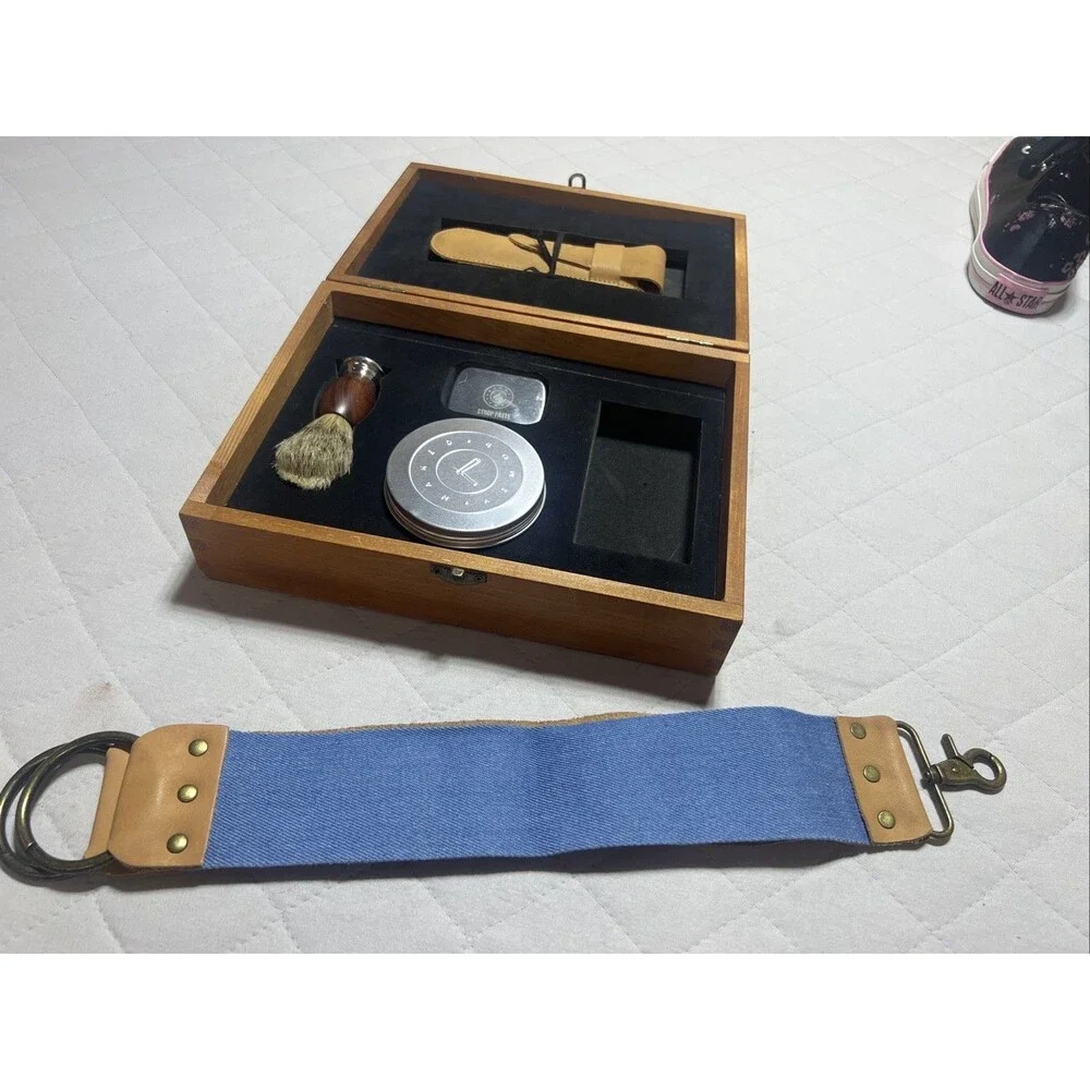 Leather Travel Shaving Kit - Tan